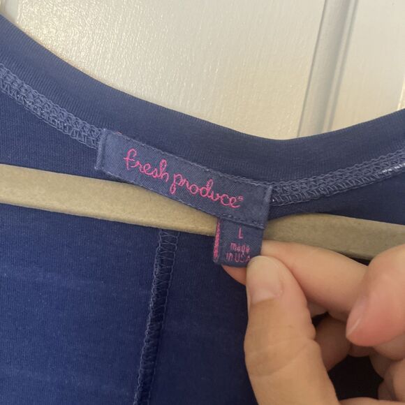 Fresh Produce Maxi Dress Large Tank Blue Striped USA Beach Casual Stretch - Picture 3 of 7